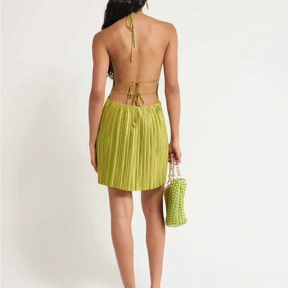 Cult Gaia Lime Green Pleated Mini Dress - Picture 3 of 3